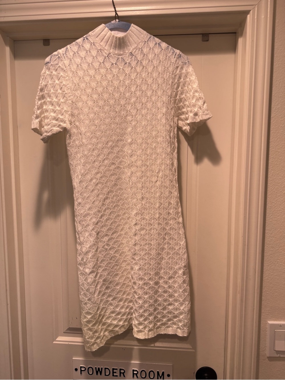 Cream Knit Short-Sleeve Dress